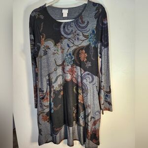 Chico's Multicolor Floral Knit Tunic Top Sz 2/M